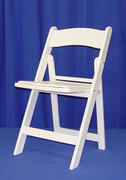 White wooden cushioned chairs White wooden cushioned chairs